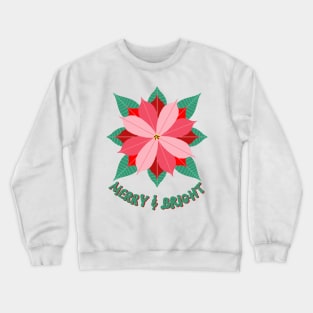 Poinsettias and Holly leaves and berries on a navy background. Crewneck Sweatshirt